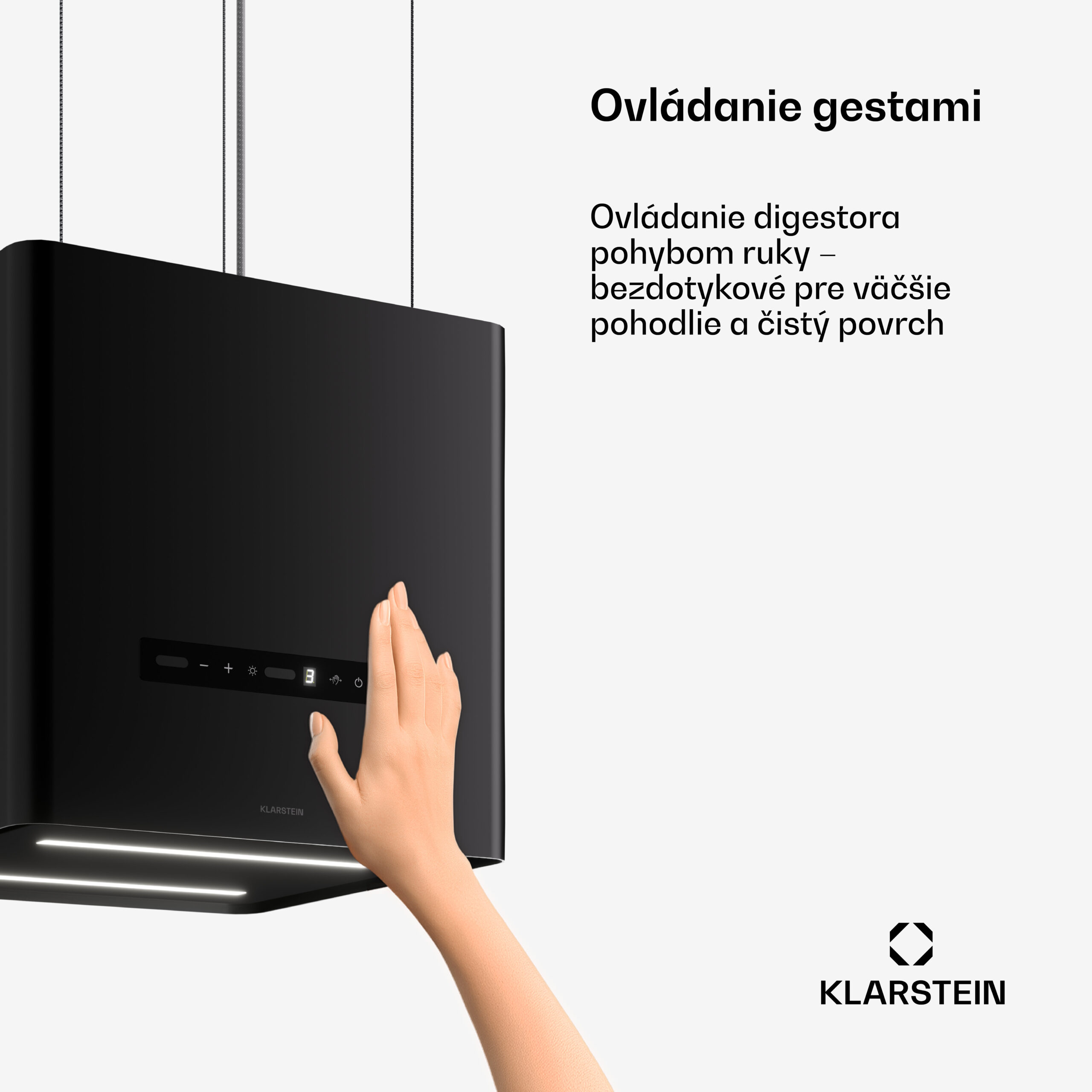 Klarstein Nexture voľne visiaca ostrovná digestorová kapucňa | A++ | 40 cm | 661 m³/h | čierna – Obrázok 3