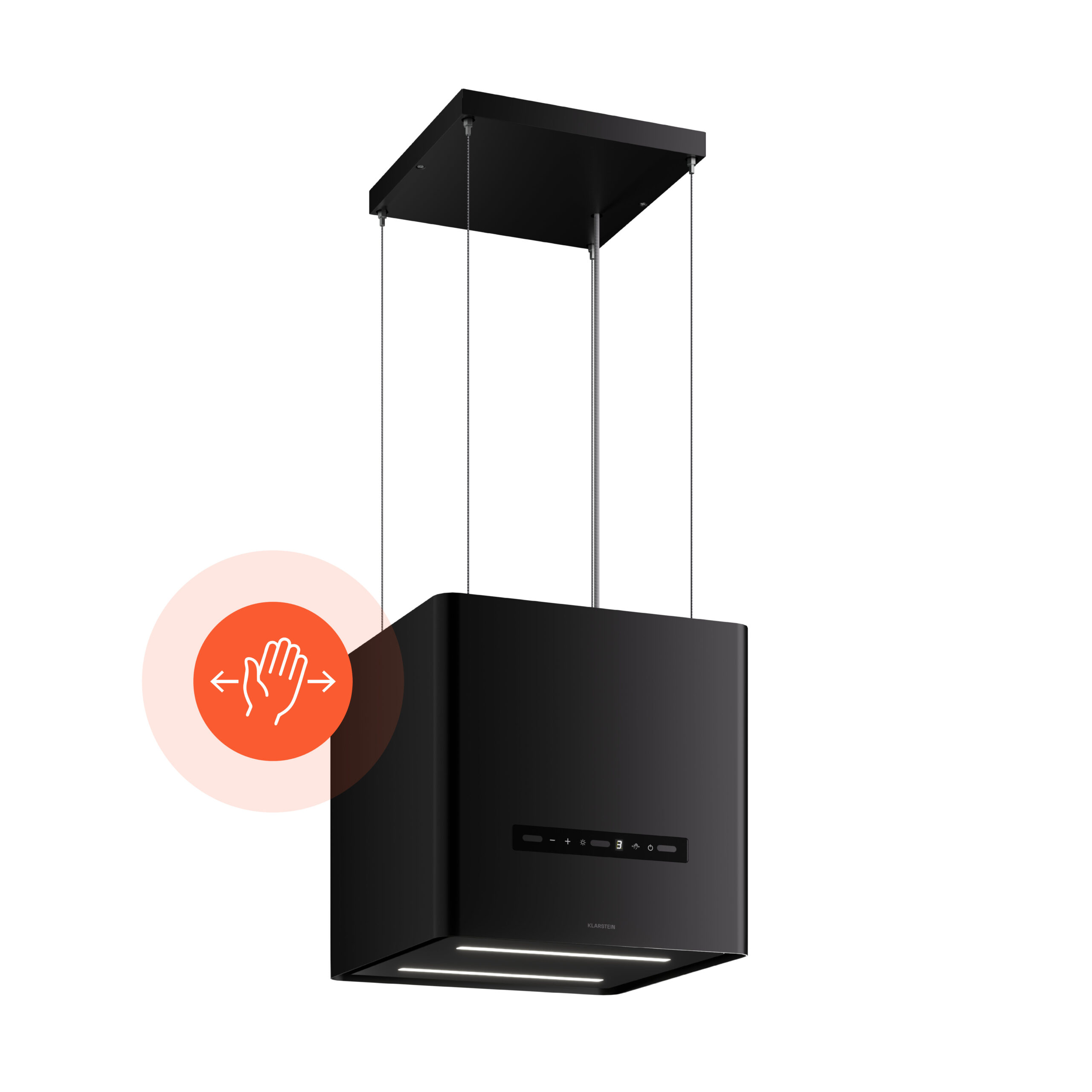 Klarstein Nexture voľne visiaca ostrovná digestorová kapucňa | A++ | 40 cm | 661 m³/h | čierna