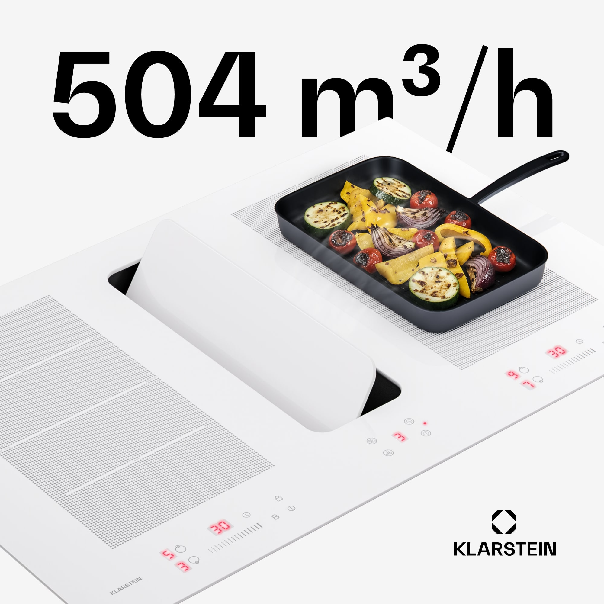 Klarstein ChefFusion indukčná varná doska s odsávačom pár | 4 varné zóny | 7200 W | 504,3 m³/h | 80 cm – Obrázok 3