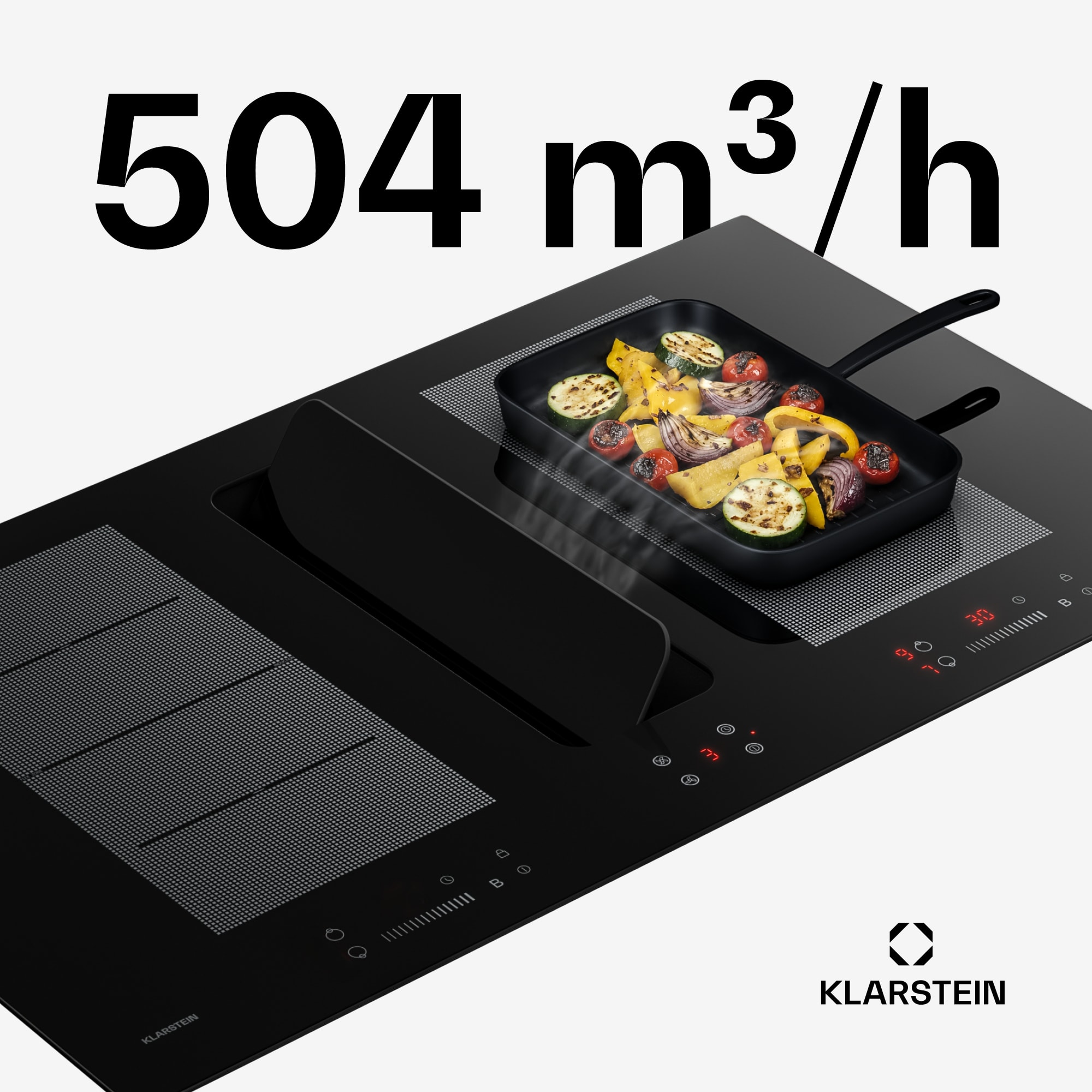 Klarstein ChefFusion indukčná varná doska s odsávačom pár | 4 varné zóny | 7200 W | 504,3 m³/h | 90 cm – Obrázok 3