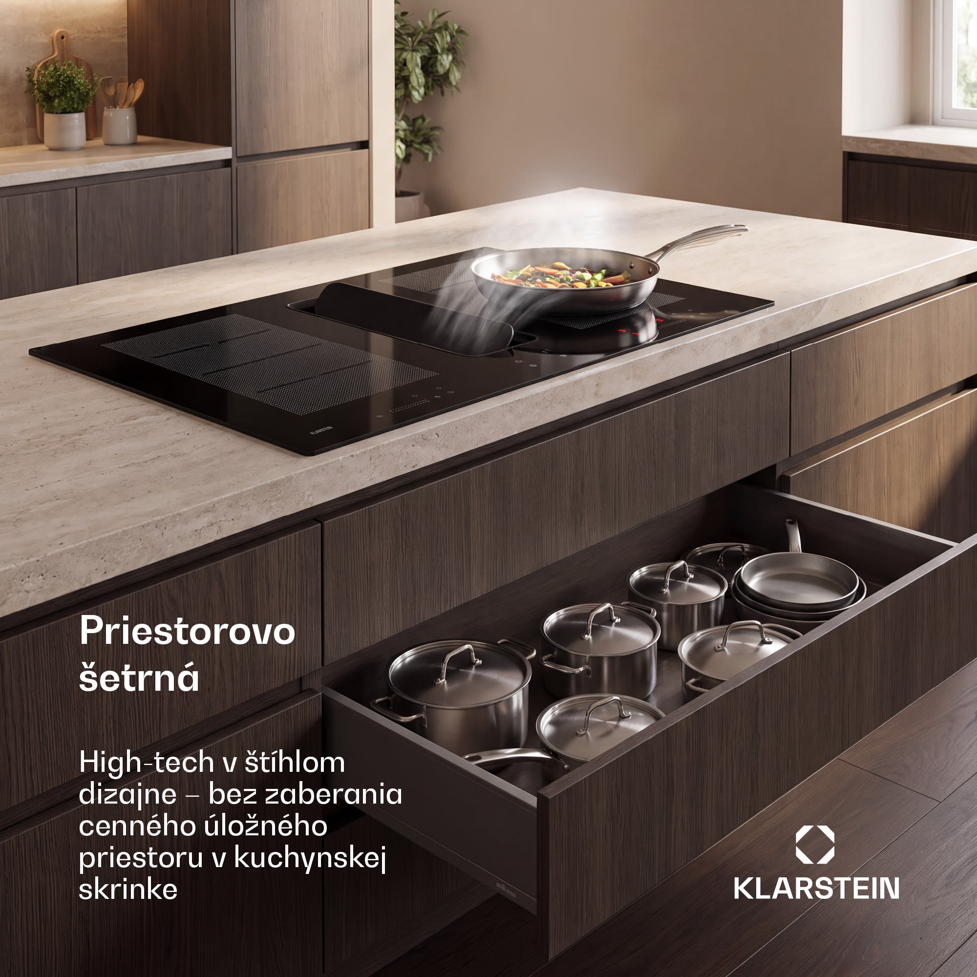 Klarstein ChefFusion indukčná varná doska s odsávačom pár | 4 varné zóny | 7200 W | 504,3 m³/h | 90 cm – Obrázok 5