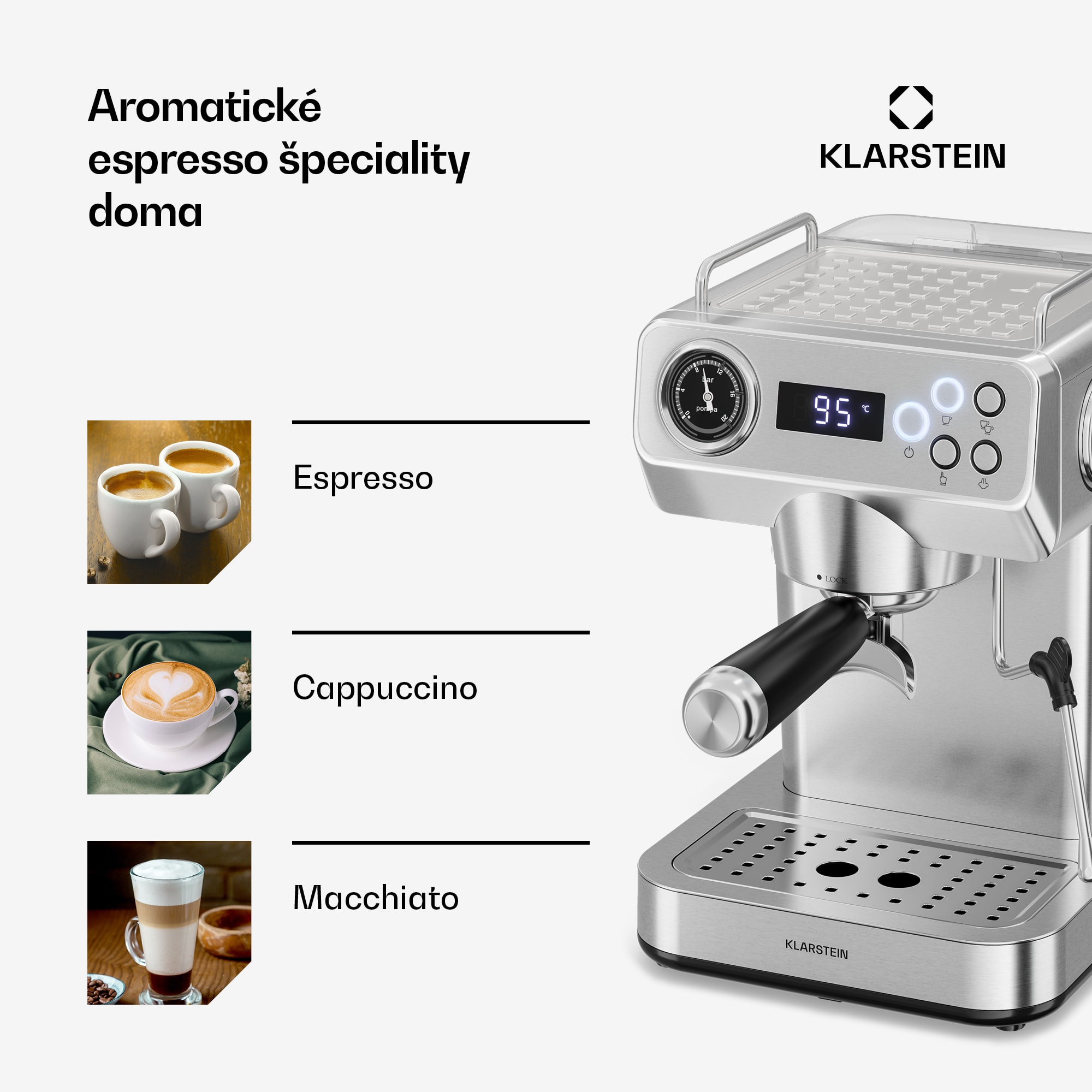 Klarstein Libeica Evo kávovar | 1360 W | 20 bar | 1,3 l | Vrátane napenenia mlieka – Obrázok 5