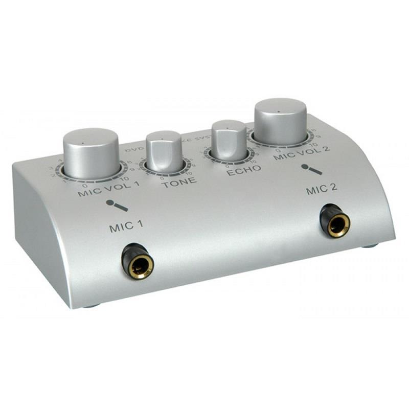 Skytec Mini, 2-kanálový karaoké mix pult, set s 2 mikrofónmi – Obrázok 2