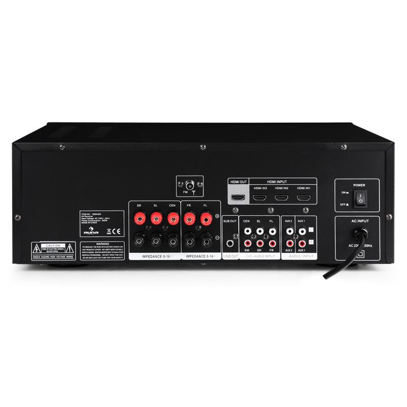 Auna Priestorový prijímač AV2-H388, zosilňovač, 3xHDMI – Obrázok 3