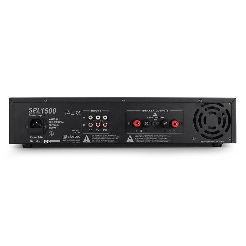 HiFi PA zosilňovač Skytec SPL-1500-EQ, LED svetelný efekt – Obrázok 3