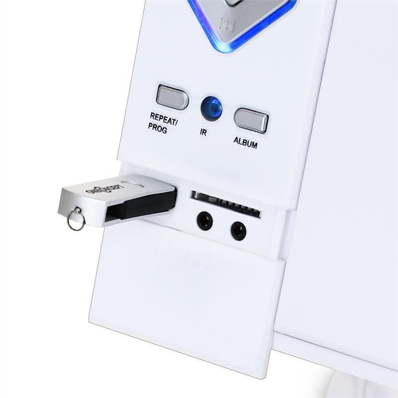 OneConcept V-12, biela, stereosystém s CD-MP3-prehrávačom, USB, SD, AUX – Obrázok 3