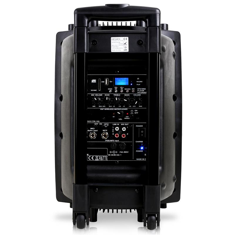Ibiza Port10VHF-N, mobilný PA-reproduktor, batéria, kolieska, bluetooth, USB, SD – Obrázok 2