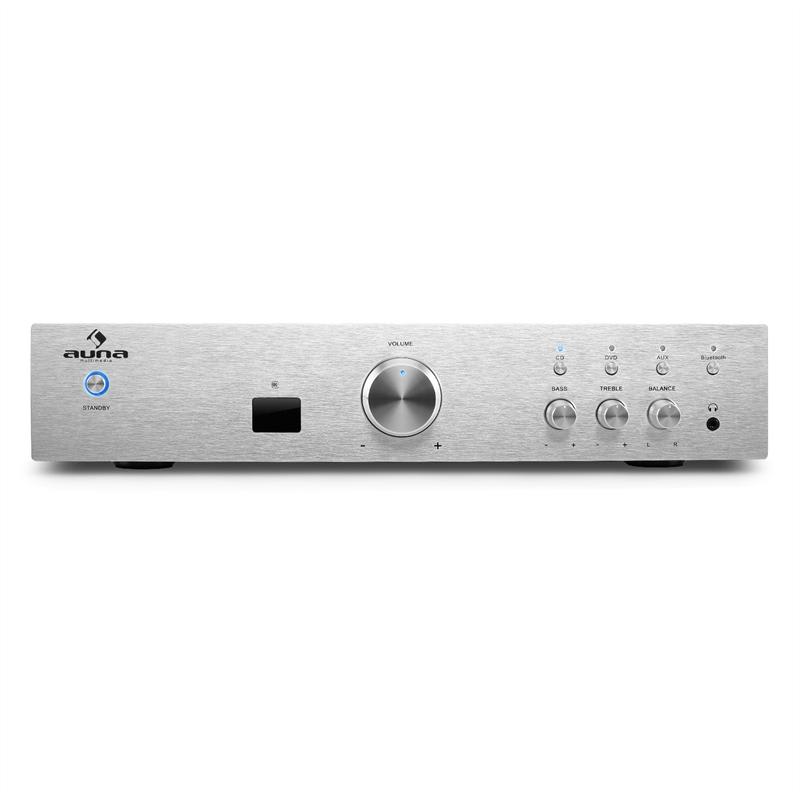 Hi-fi zosilňovač Auna AV2-CD508BT, strieborný, AUX bluetooth – Obrázok 3