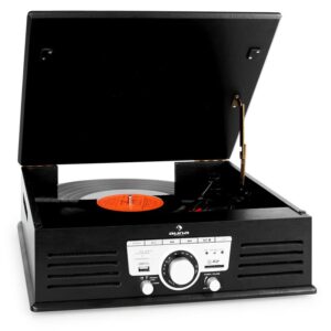 Auna TT-92B, gramofón, integrovaný reproduktor, USB, SD, AUX, FM, čierny