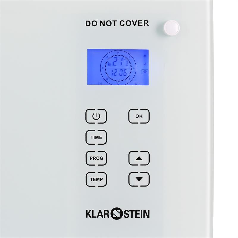 Klarstein HT006GL, konvektor, 1000 W, sklenený dizajn, biely – Obrázok 3
