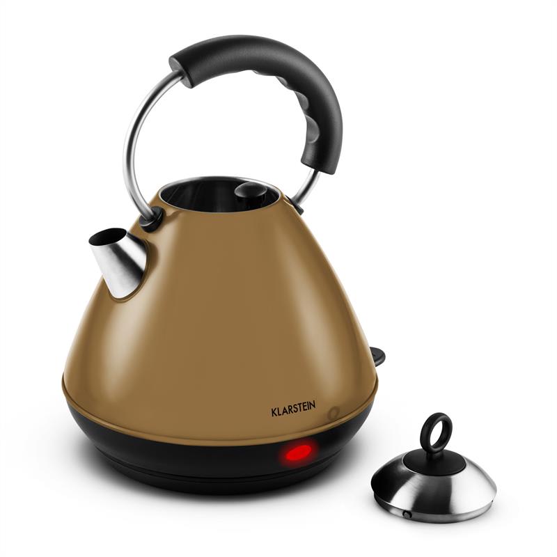 Klarstein Charlotte Cappucino, 1,7 l, 2200 W, rýchlovarná kanvica, čajník, bezkáblový, hnedý – Obrázok 3