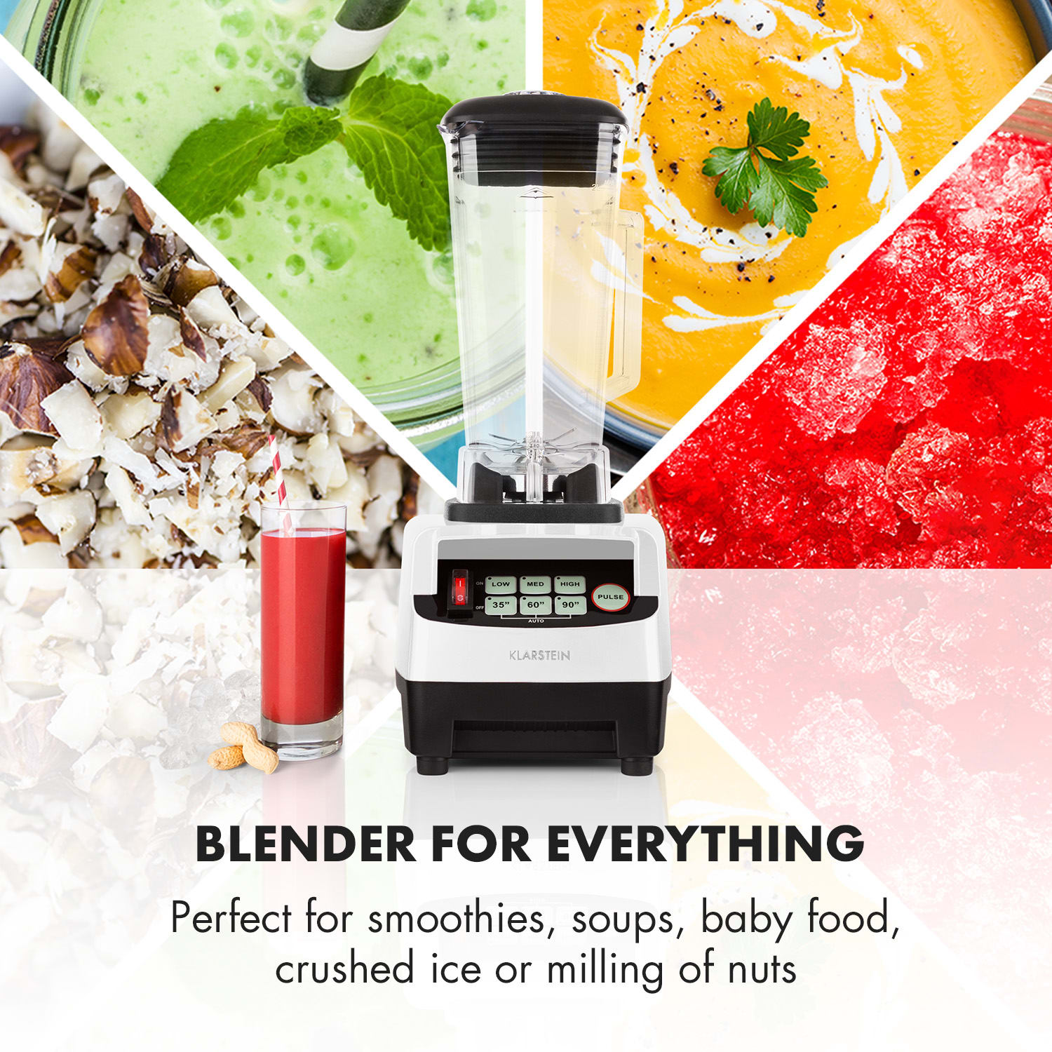 Klarstein IB-Herakles-5G-JTC-W, 1500 W, 2 litre, stolný mixér, biely, green smoothie – Obrázok 5
