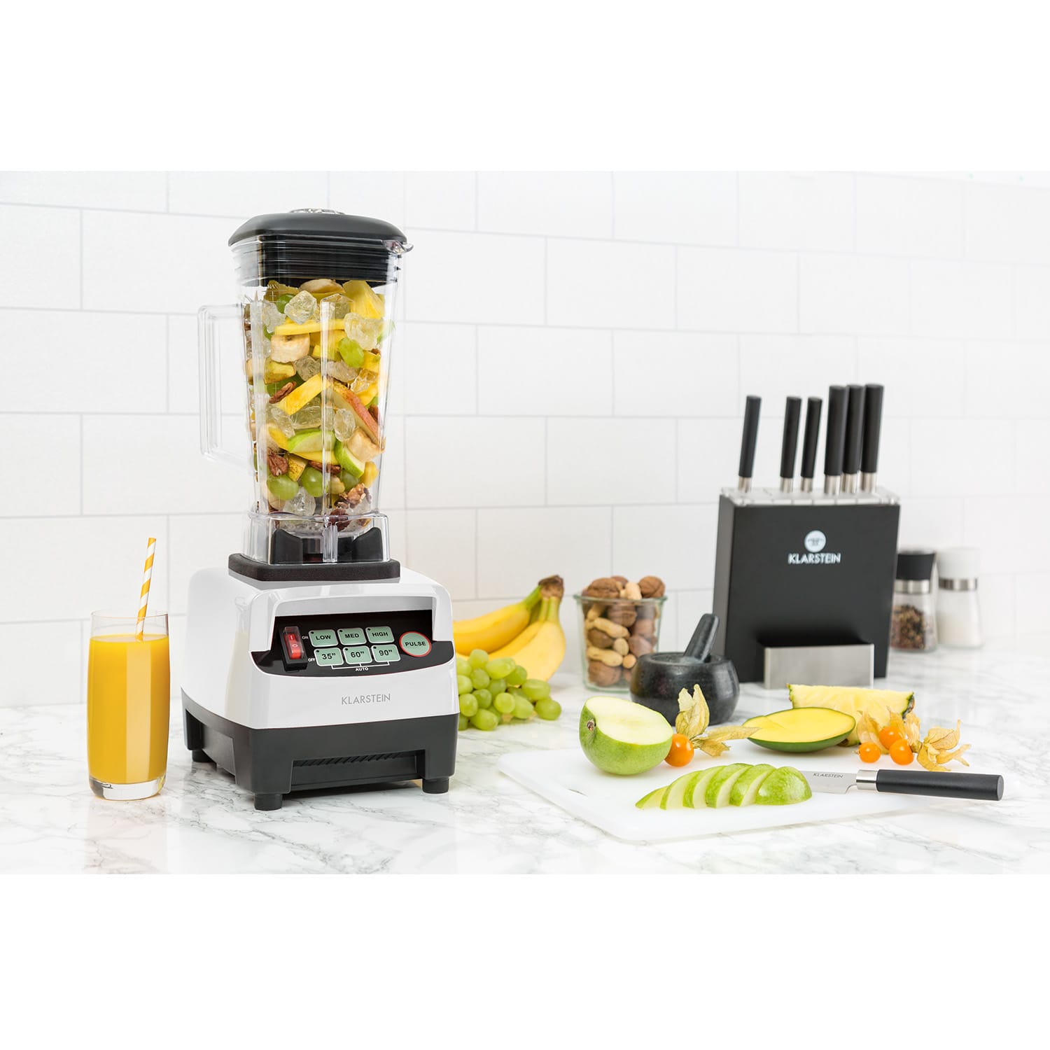 Klarstein IB-Herakles-5G-JTC-W, 1500 W, 2 litre, stolný mixér, biely, green smoothie – Obrázok 2
