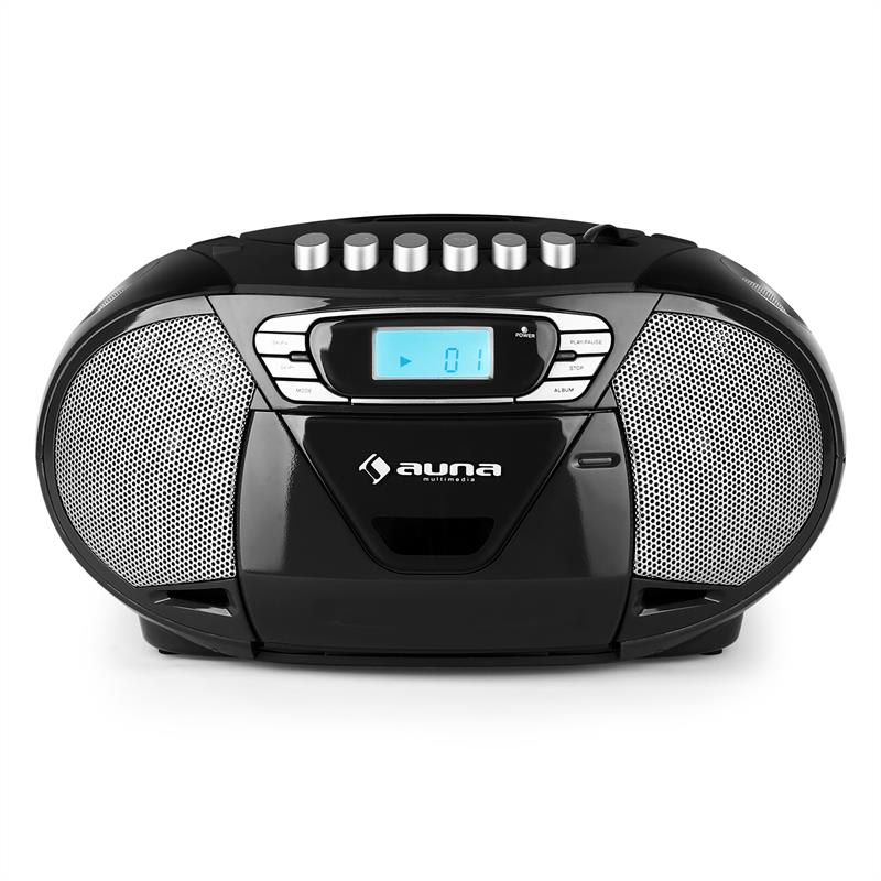 Auna KrissKross, rádiomagnetofón, USB, MP3, CD, FM, prenosný, čierny – Obrázok 2