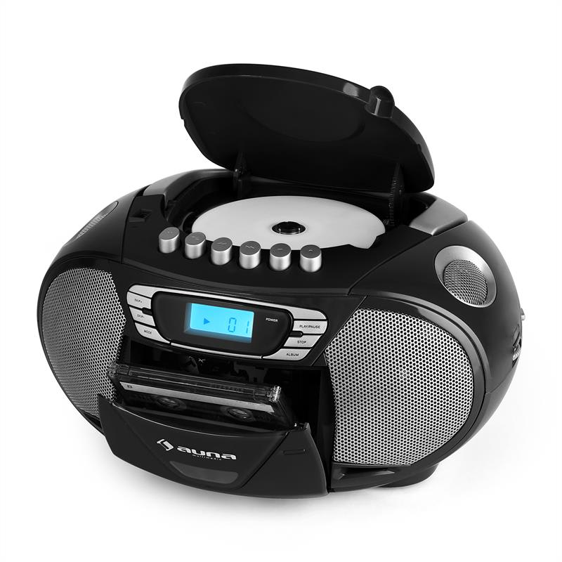 Auna KrissKross, rádiomagnetofón, USB, MP3, CD, FM, prenosný, čierny – Obrázok 5