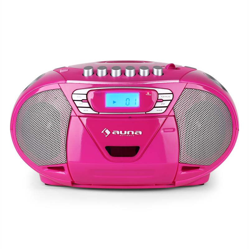 Auna KrissKross, prenos.rádio rekordér, USB, MP3, CD, ružový – Obrázok 2