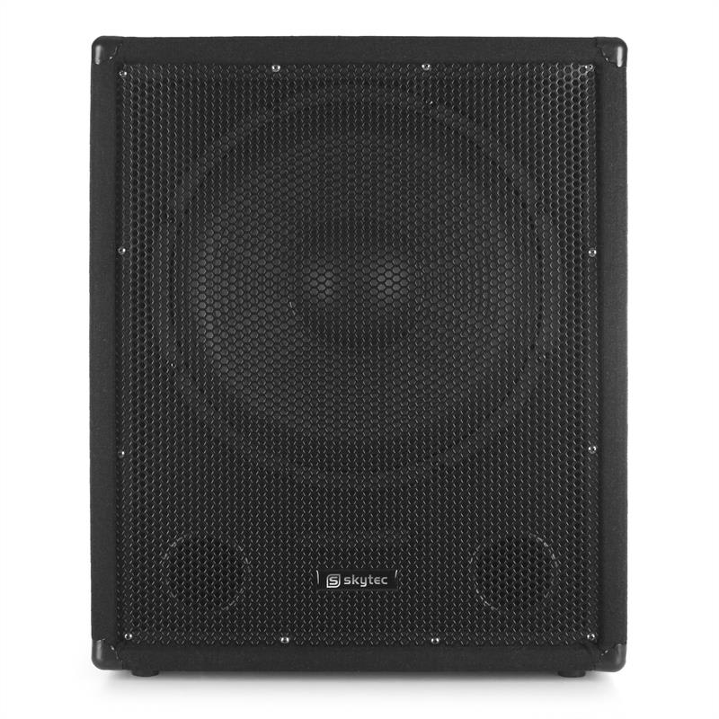 Skytec SMWBA15, aktívny PA subwoofer, bi-amp, AUX, MIC – Obrázok 2