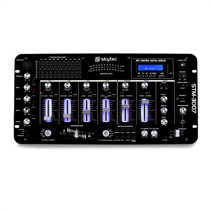 Skytec STM-3007, 6-kanálový DJ mixážny pult, bluetooth, USB, SD, MP3 – Obrázok 3