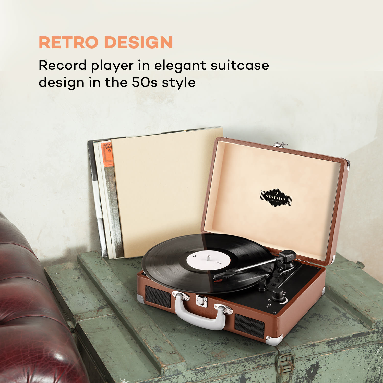 Auna Peggy Sue, retro gramofón, LP, USB, hnedý – Obrázok 2