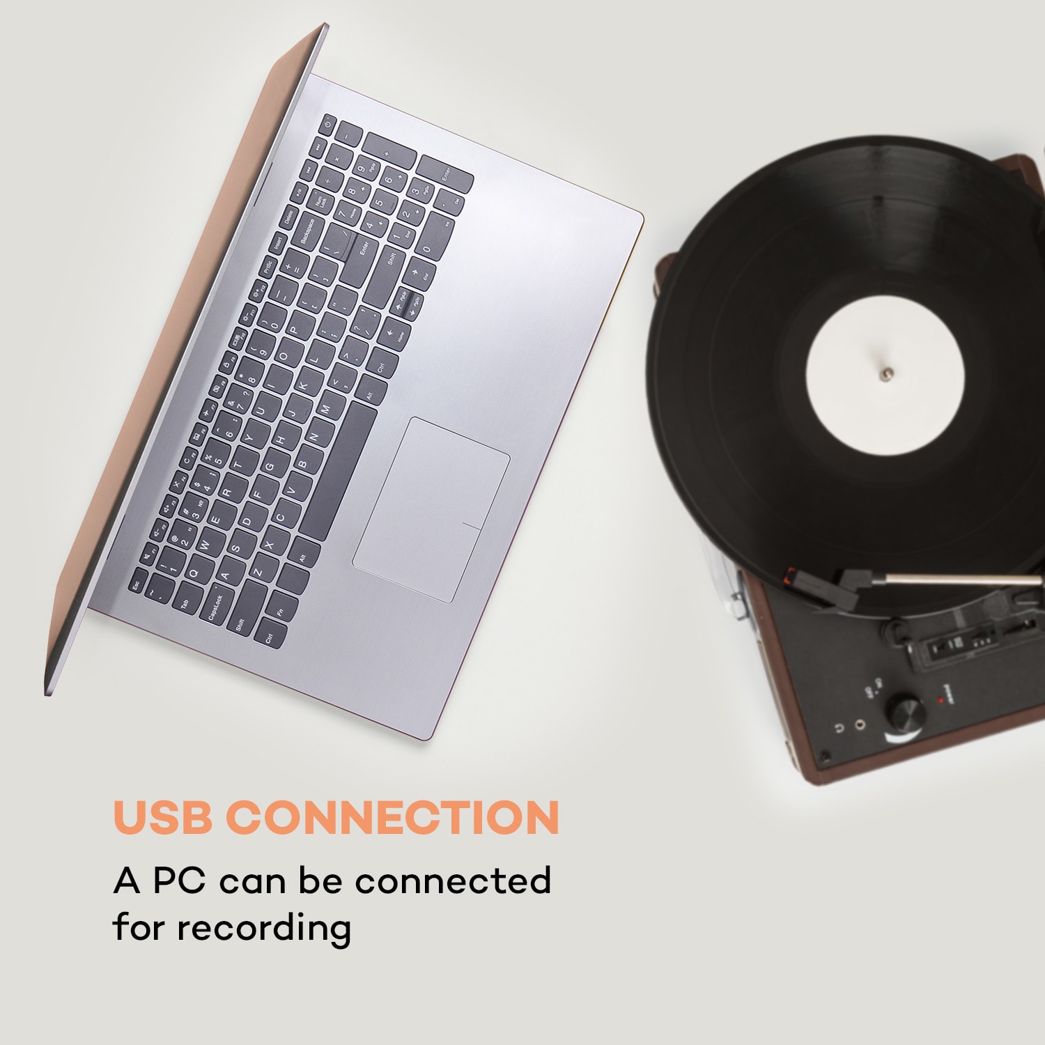 Auna Peggy Sue, retro gramofón, LP, USB, hnedý – Obrázok 3
