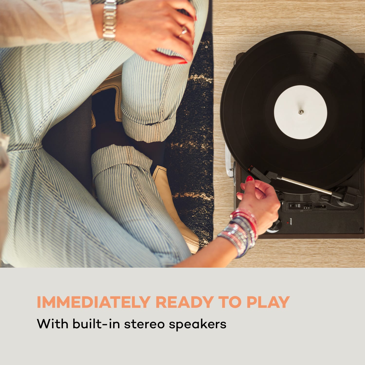 Auna Peggy Sue, retro gramofón, LP, USB, hnedý – Obrázok 4