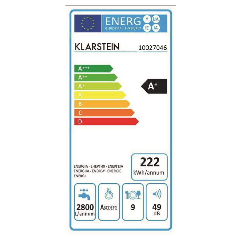 Klarstein TK50-Amazonia-45, 1850W, umývačka riadu, energetická trieda A+, 49dB, – Obrázok 2
