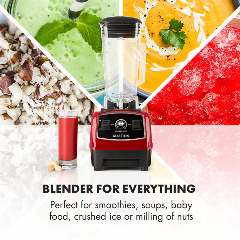 Klarstein Herakles-2G-R, 1200 W, 2 litre, stolný mixér, smoothie, bez BPA, stolný mixér – Obrázok 4