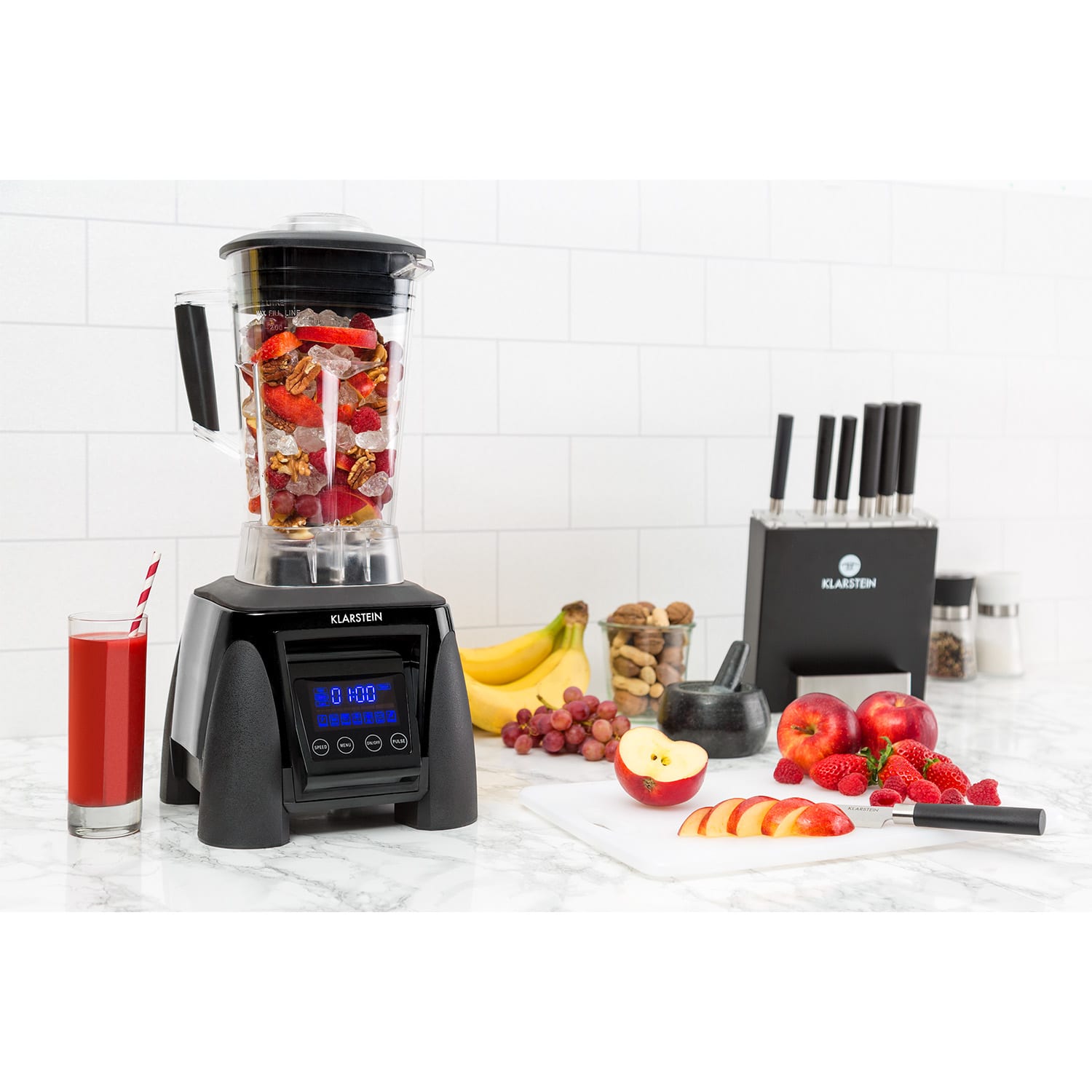 Klarstein Herakles-8G-B, 1800 W, 2 litre, stolný mixér, čierny, zelené smoothie, bez BPA – Obrázok 2