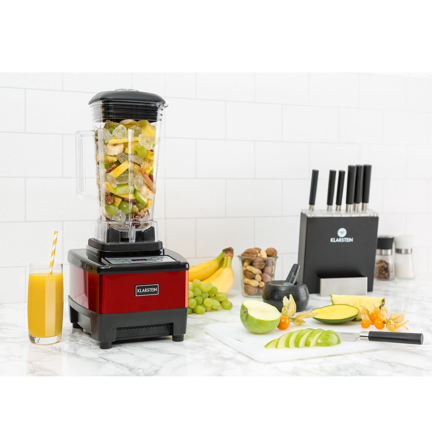 Klarstein Herakles-4G-E, 1500 W, 2 litre, stolný mixér, červený, green smoothie, bez BPA – Obrázok 2