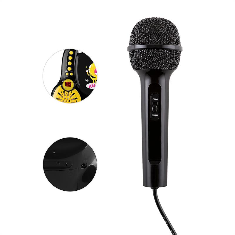 Auna Rockpocket, detský karaoké systém, CD, AUX, 2 x mikrofón, sada nálepiek, čierny – Obrázok 3