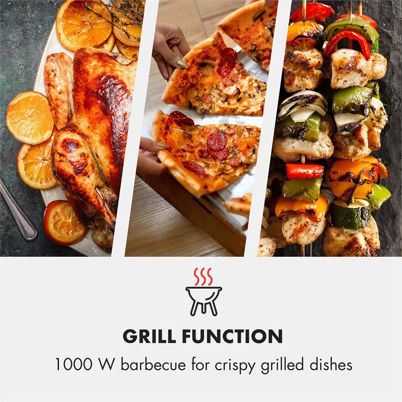 Klarstein Fine Dinesty, mikrovlnná rúra 2 v 1, 23 l, 800 W, gril: 1000 W, retro, 12 programov, krémová – Obrázok 2