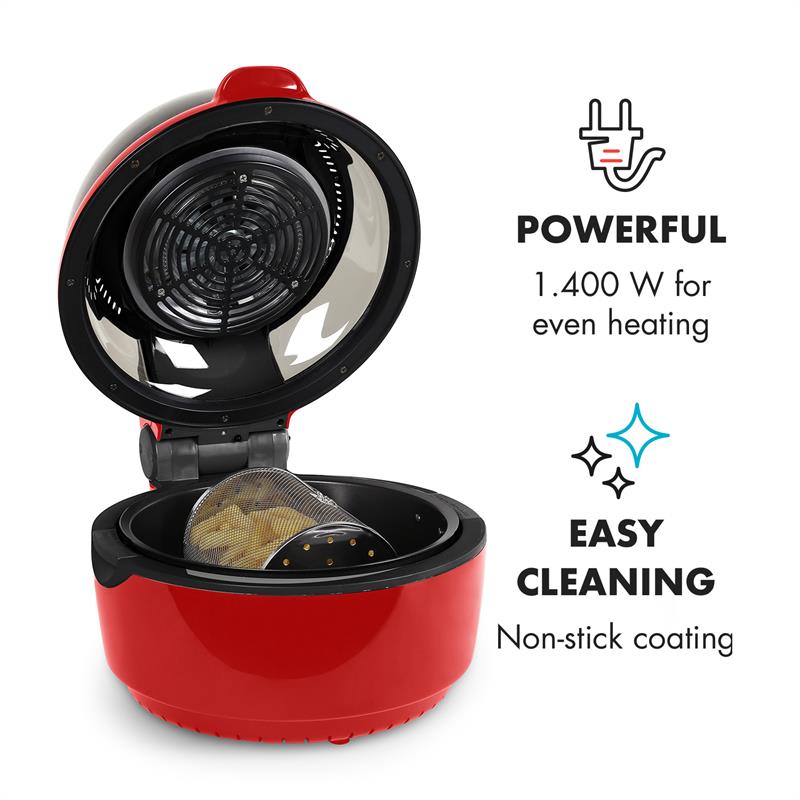 Klarstein VitAir, 1400 W, 9 litrov, teplovzdušná fritéza, grilovanie, pečenie, červená – Obrázok 3