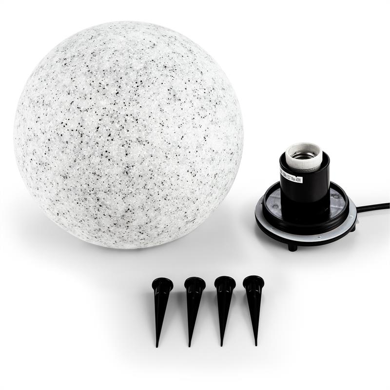 Lightcraft Shinestone M, záhradné svietidlo, guľovité, 30 cm, vzhľad kameňa – Obrázok 4