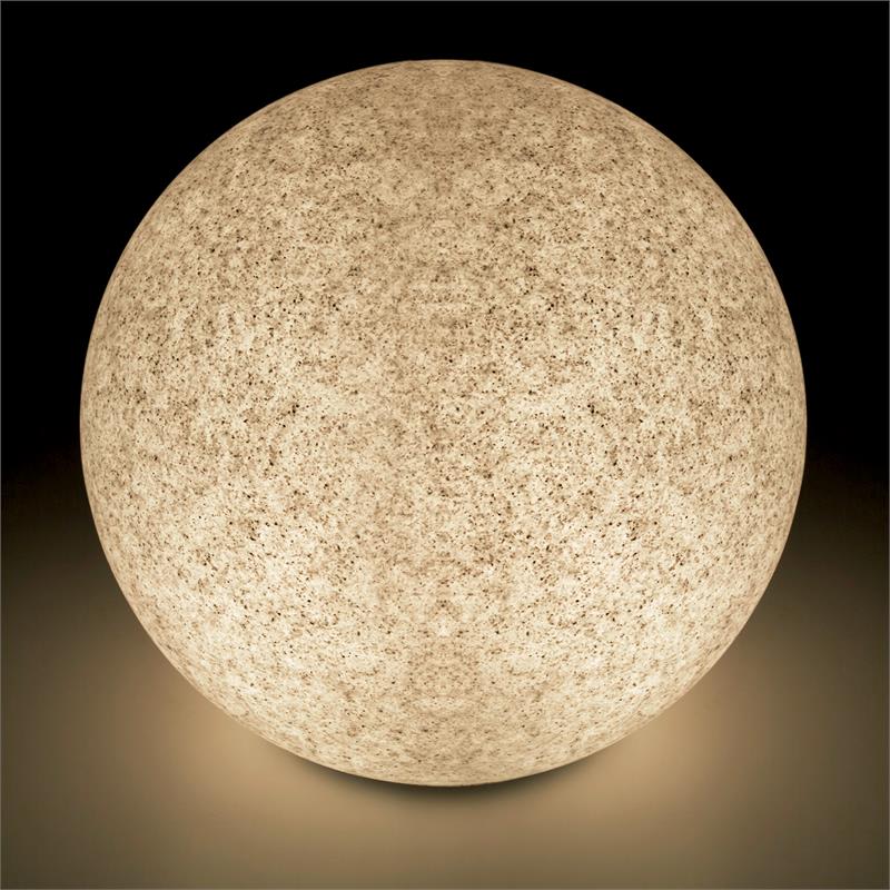 Lightcraft Shinestone S, záhradné svietidlo, guľovité, 20 cm, vzhľad kameňa – Obrázok 3