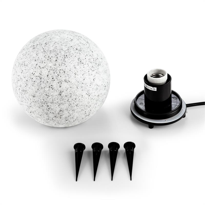 Lightcraft Shinestone S, záhradné svietidlo, guľovité, 20 cm, vzhľad kameňa – Obrázok 5