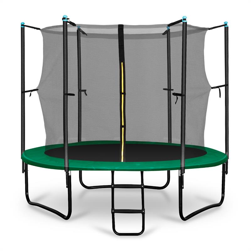 KLARFIT Rocketstart 250, 250 cm trampolína, vnútorná bezpečnostná sieť, široký rebrík, zelená – Obrázok 2