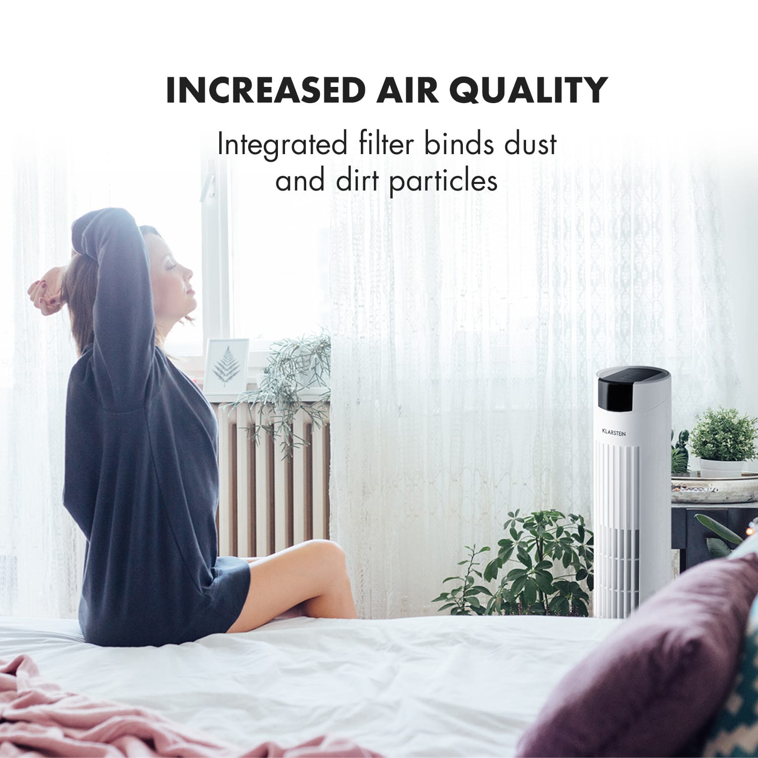 Klarstein Skyscraper 2G, stĺpový ventilátor s dotykovým ovládaním, 40 W, diaľkový ovládač, biely – Obrázok 3