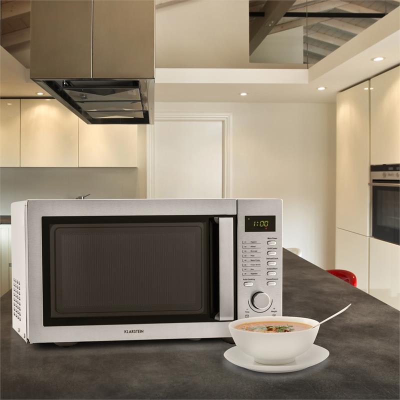 Klarstein Steelwave, 23 l, 800 W mikrovlnná rúra, 1000 W gril, nerezová oceľ – Obrázok 2