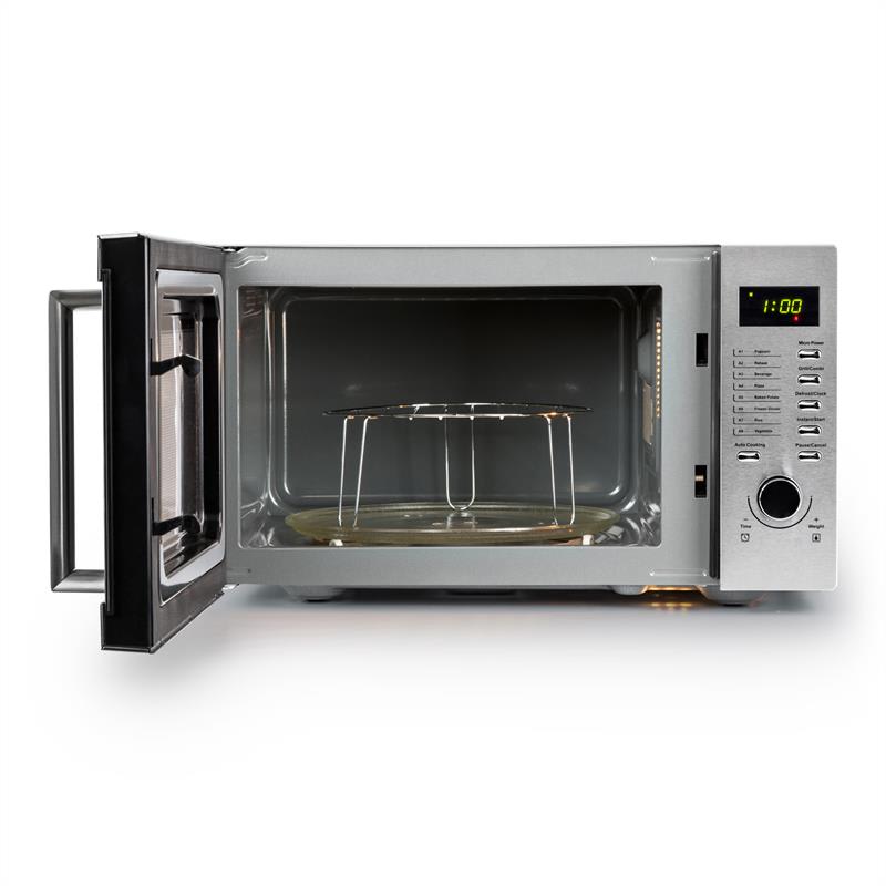 Klarstein Steelwave, 23 l, 800 W mikrovlnná rúra, 1000 W gril, nerezová oceľ – Obrázok 3