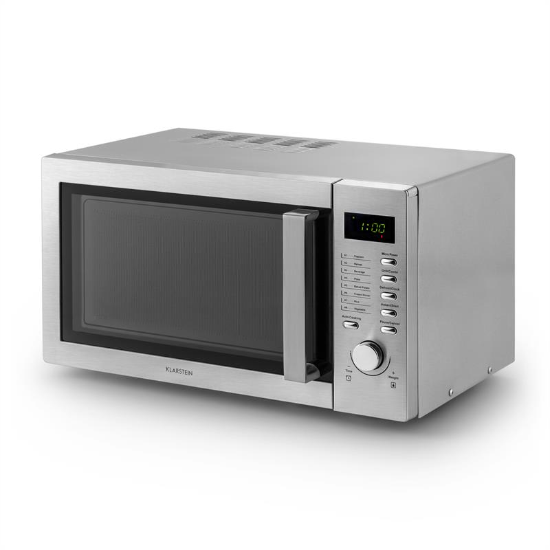 Klarstein Steelwave, 23 l, 800 W mikrovlnná rúra, 1000 W gril, nerezová oceľ – Obrázok 4