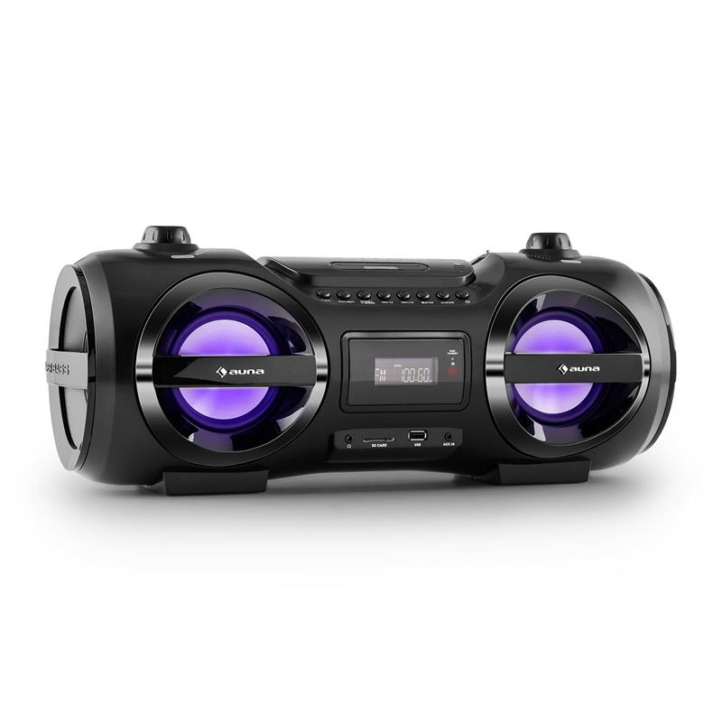 Auna Soundblaster M, max. 50W, boombox s bluetooth 3.0, CD/MP3/USB, FM, LED – Obrázok 2