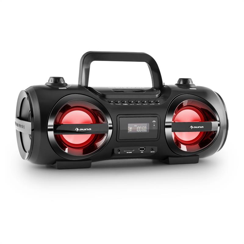 Auna Soundblaster M, max. 50W, boombox s bluetooth 3.0, CD/MP3/USB, FM, LED – Obrázok 3