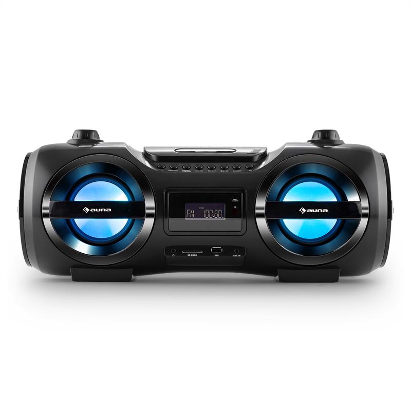 Auna Soundblaster M, max. 50W, boombox s bluetooth 3.0, CD/MP3/USB, FM, LED – Obrázok 4