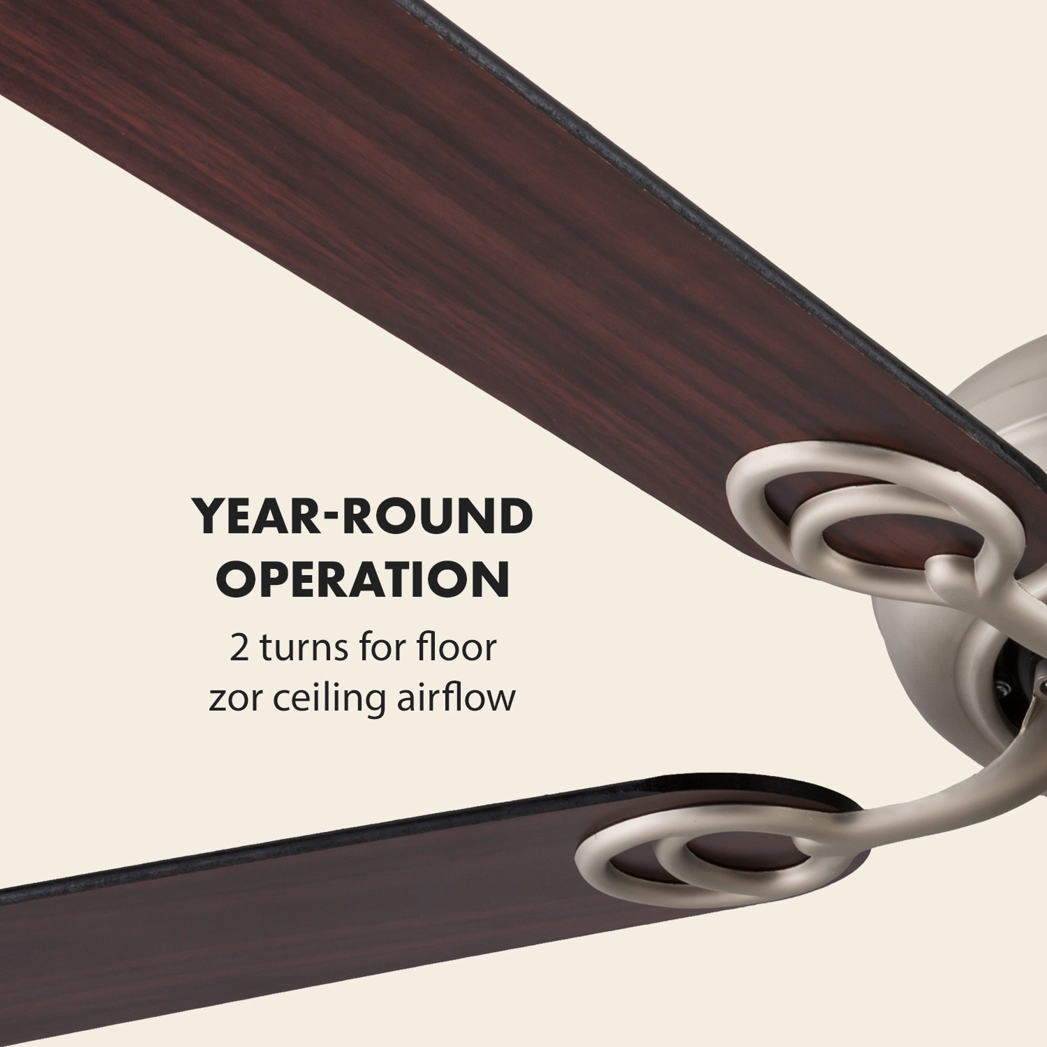 Klarstein Charleston, stropný ventilátor s tromi svietidlami, 60 W, 122 cm, nehrdzavejúca oceľ, drevené ramená – Obrázok 4