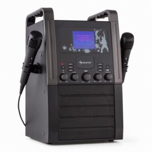 Auna KA8P-V2 BK, čierna, karaoke systém s CD prehrávačom, AUX, 2 mikrofóny