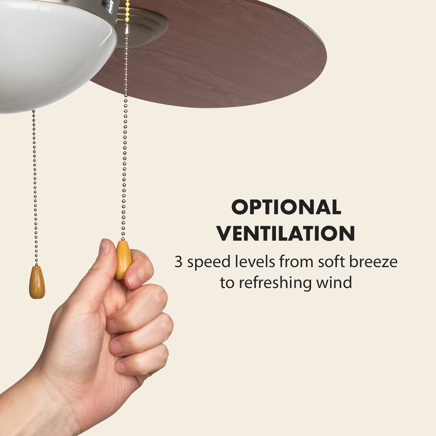 Klarstein Valderama, stropný ventilátor, 42", 60 W, stropná lampa, 2 x 43 W, čerešňové drevo – Obrázok 5