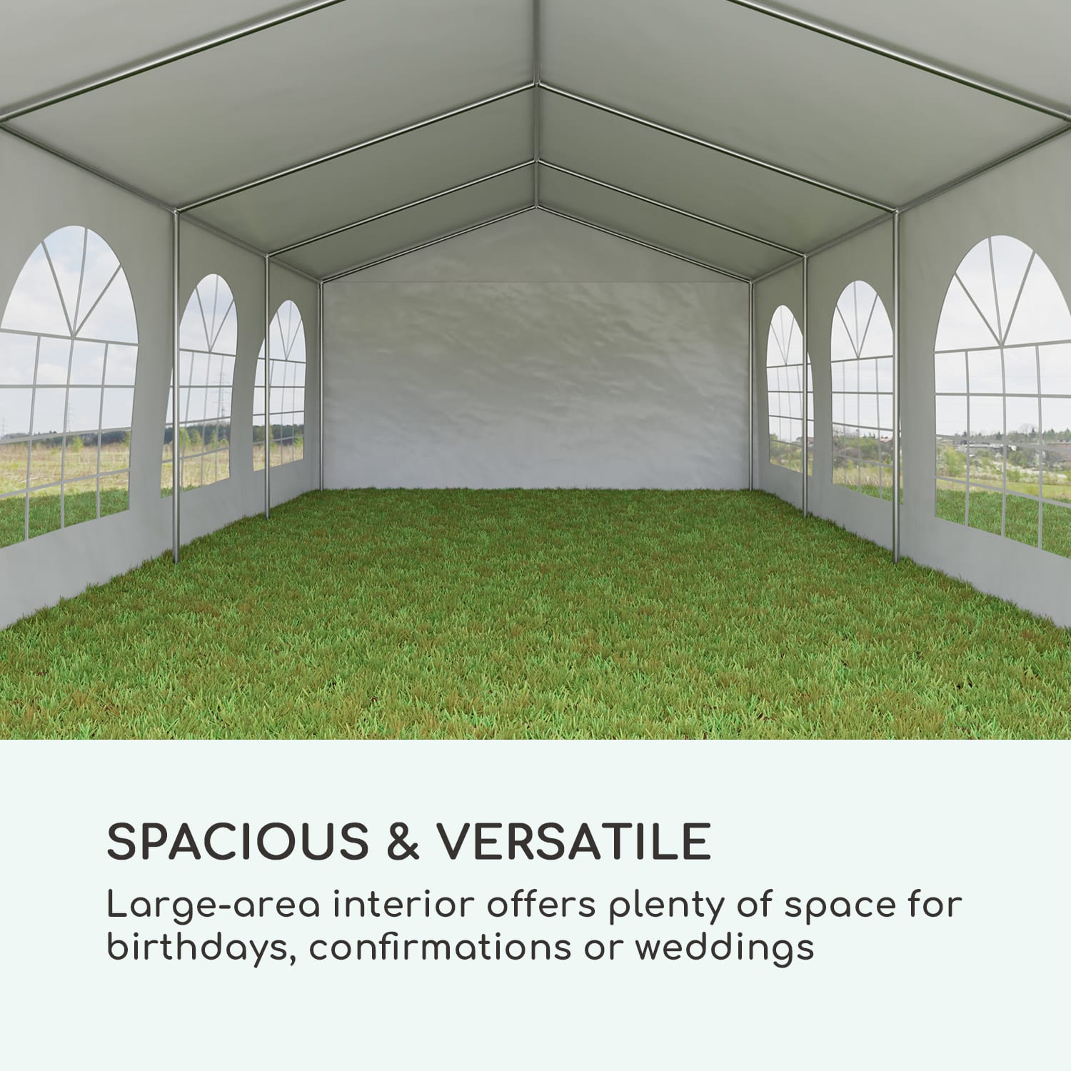 Blumfeldt Sommerfest, párty stan, 4 x 8 m, 500 g/m², PVC, nepremokavý, pozinkovaný – Obrázok 3