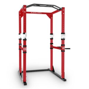 Capital Sports Tremendour, posilňovací stojan, Power Rack na domáci tréning, oceľ, červená/biela