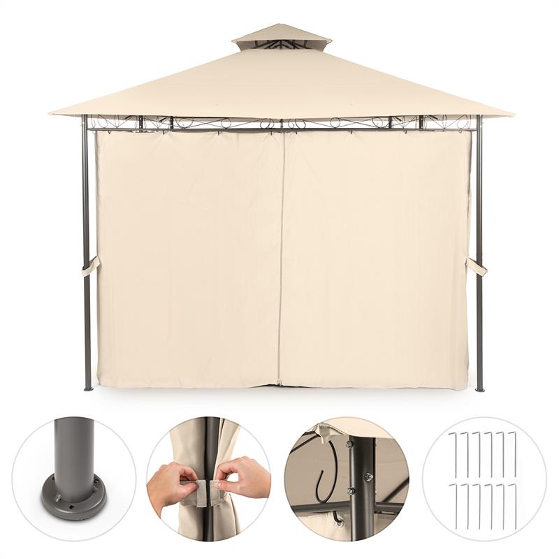 Blumfeldt Grandezza, záhradný pavilón, párty stan, 3 x 4 m, oceľ, polyester, béžový – Obrázok 2