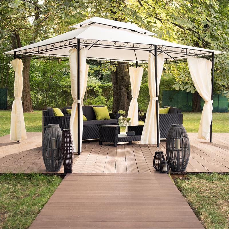 Blumfeldt Grandezza, záhradný pavilón, párty stan, 3 x 4 m, oceľ, polyester, béžový – Obrázok 3